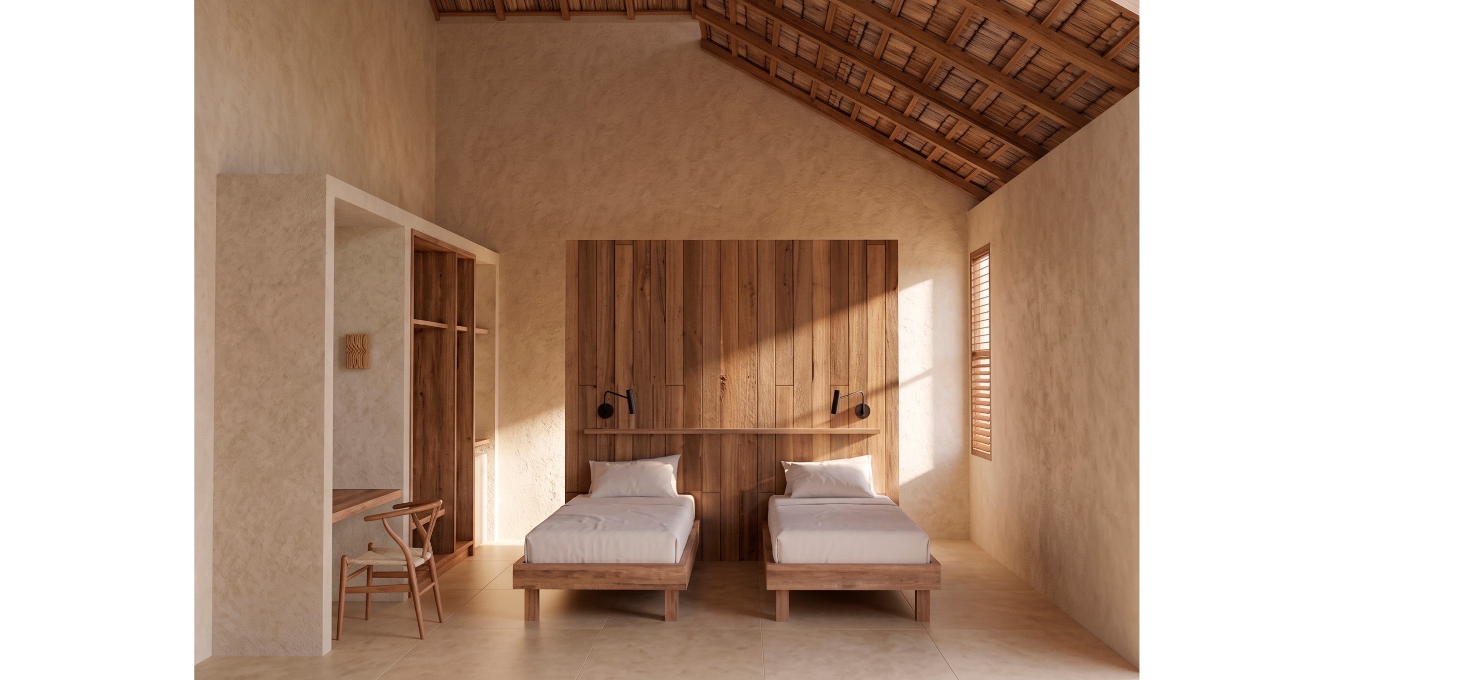 Chambre sous charpente bois